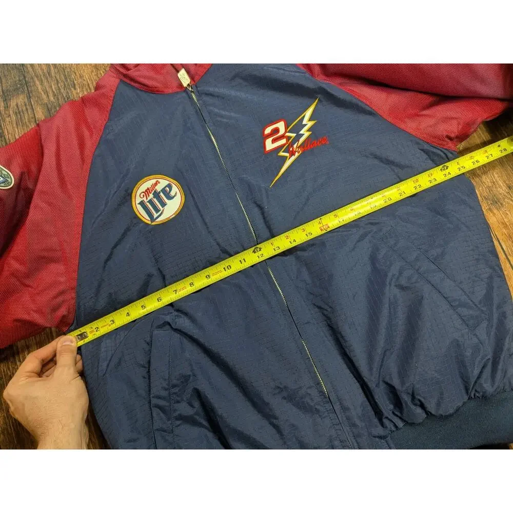 Vtg 90s Chase Authentics Rusty Wallace Miller Lite Puffer Jacket Medium Nascar